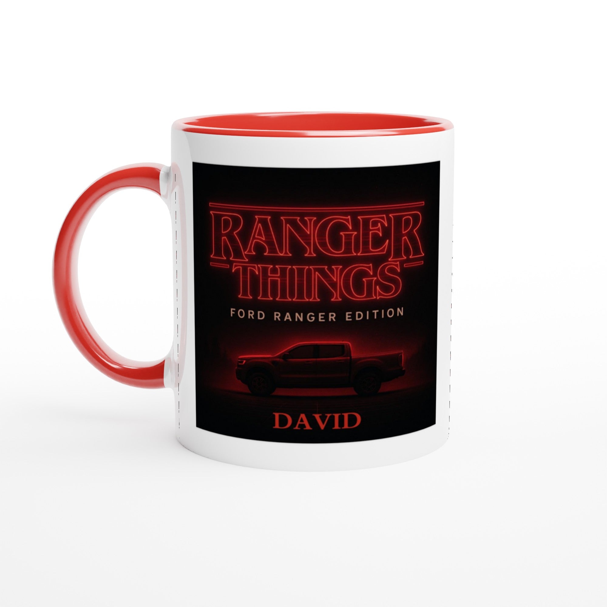 Personalized Ford Ranger Things Mug - Custom Offroad Car Lover Gift | 11oz Ceramic - Inspired by Stranger Things Ceramic Red