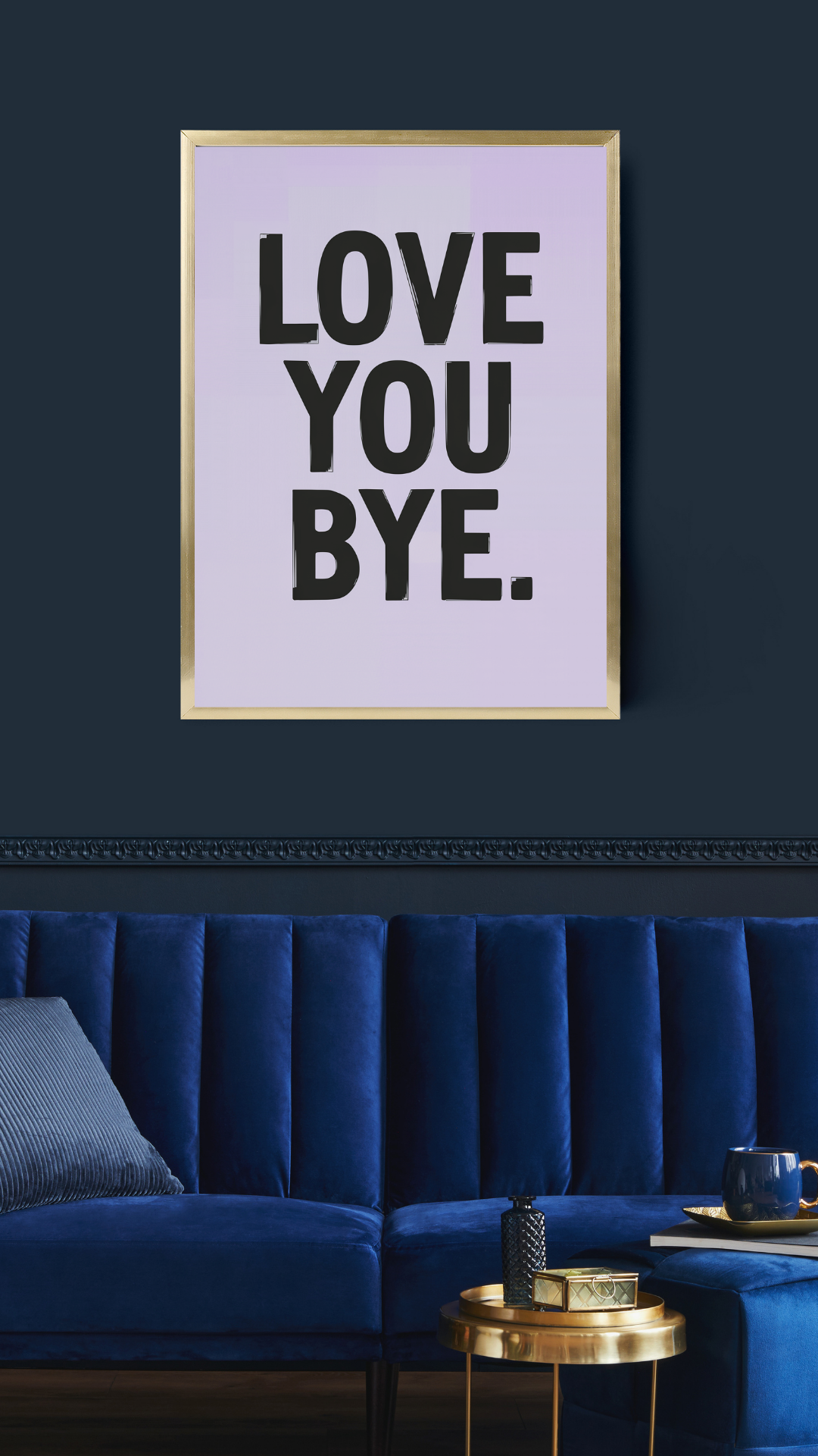 Love You Bye Typography Wall Art - Minimalist Quote Print Purple