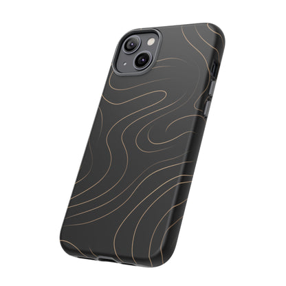 Noir Topograph - Black Minimalist Line Art Phone Case