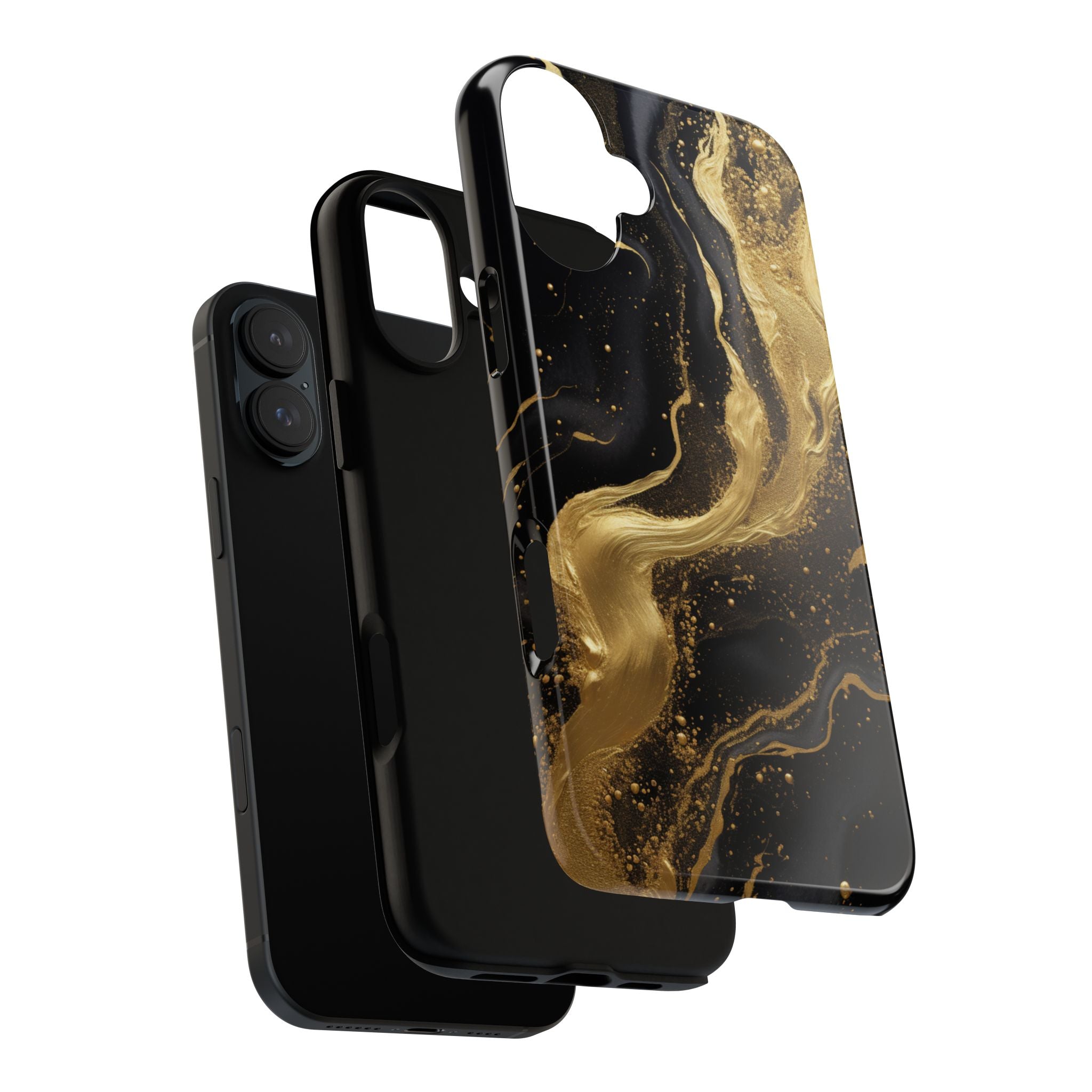 Golden Flow - Black &amp; Gold Marble Luxe Phone Case