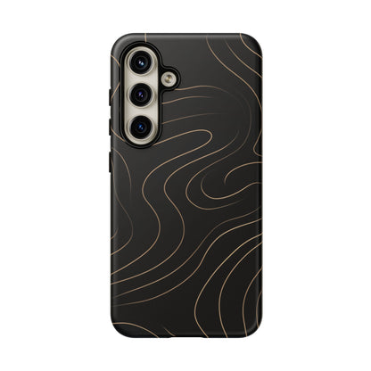 Noir Topograph - Black Minimalist Line Art Phone Case Samsung Galaxy S24 Matte