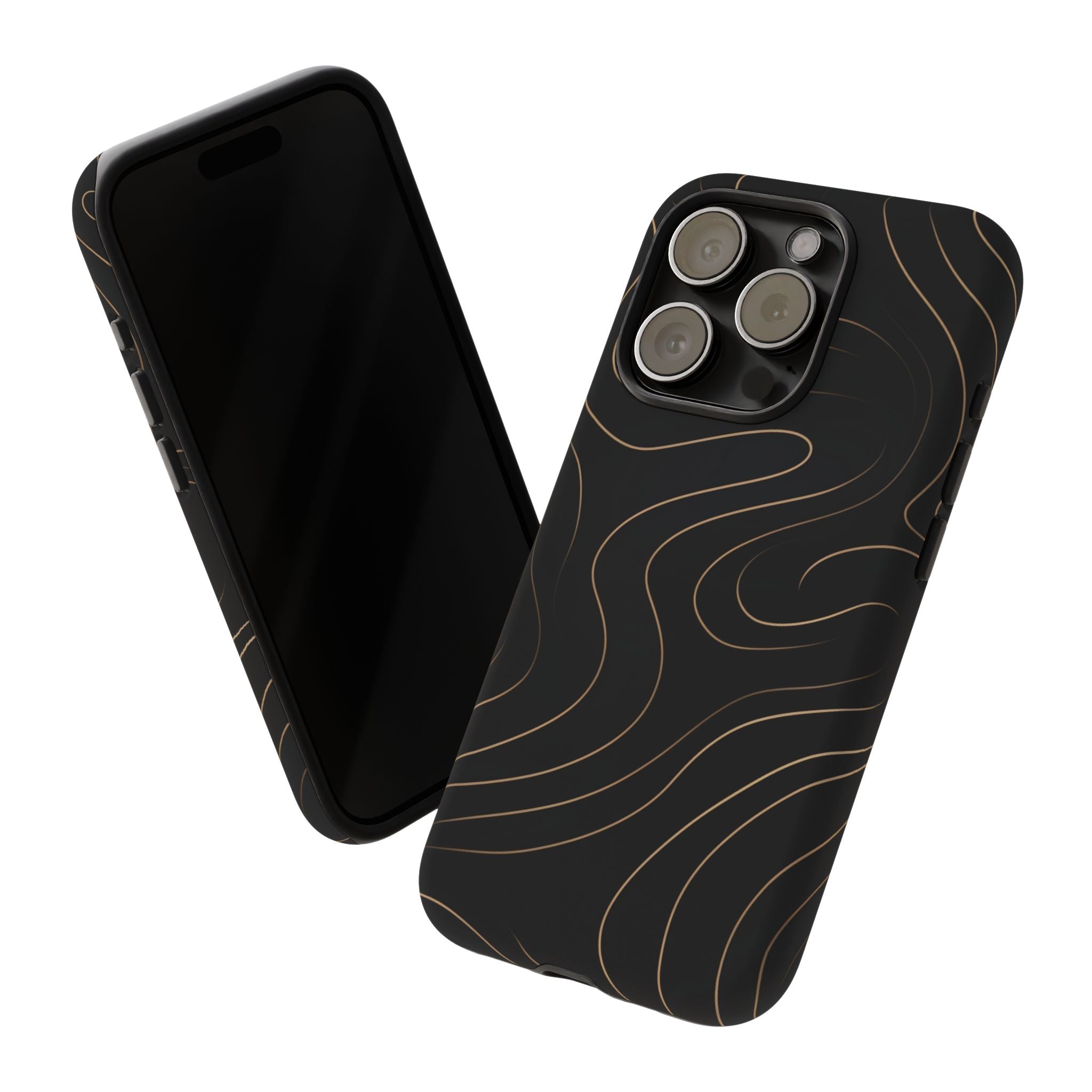 Noir Topograph - Black Minimalist Line Art Phone Case