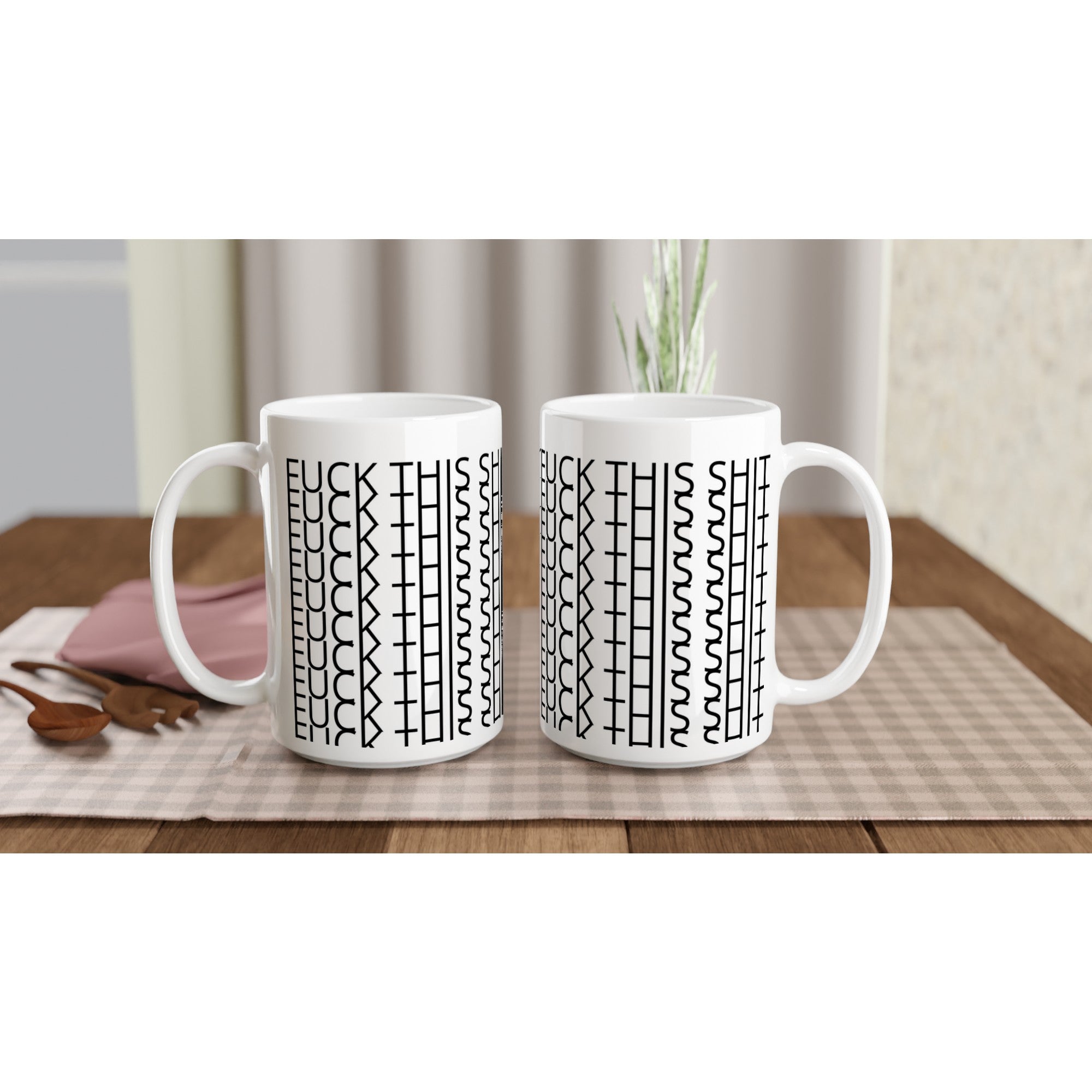 Funny Fuck This Shit Mug - 15oz Hidden Pattern Coffee Cup - Perfect Gift for Work Friends &amp; Adult Humor - White 15oz Ceramic Mug