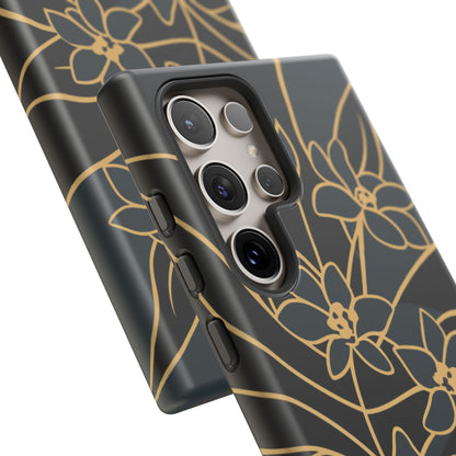Golden Bloom - Elegant Floral Line Art Phone Case