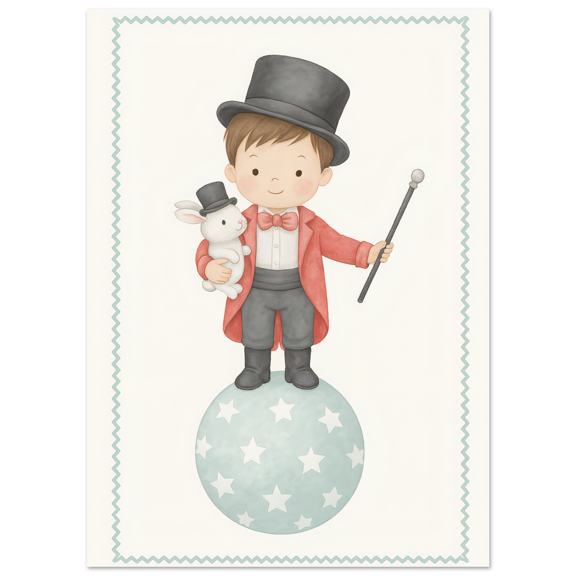 Circus Boy Poster Print - Classic Matte Art for Kids Nursery - Fun &amp; Whimsical Decor Print