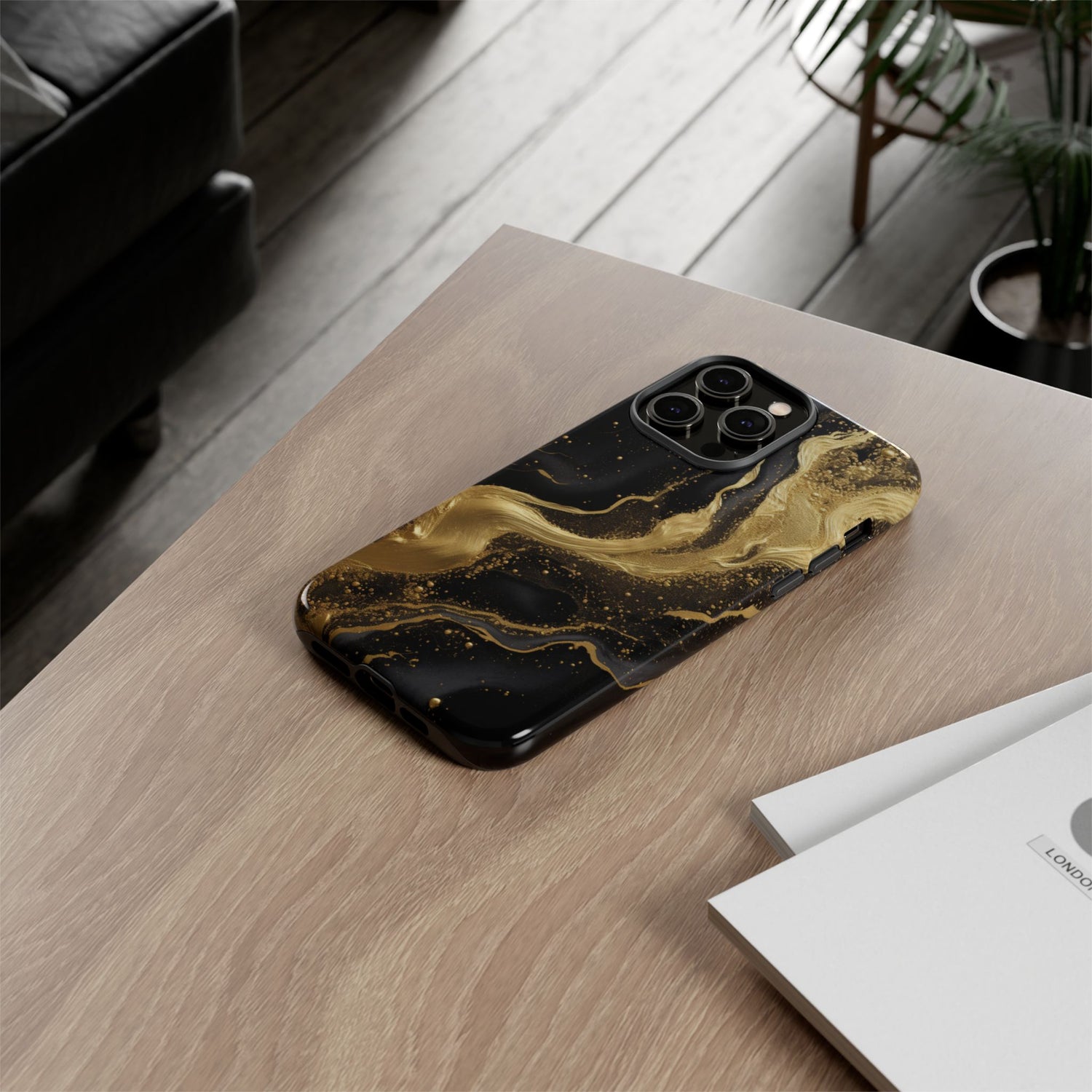 Golden Flow - Black &amp; Gold Marble Luxe Phone Case