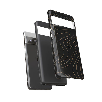 Noir Topograph - Black Minimalist Line Art Phone Case