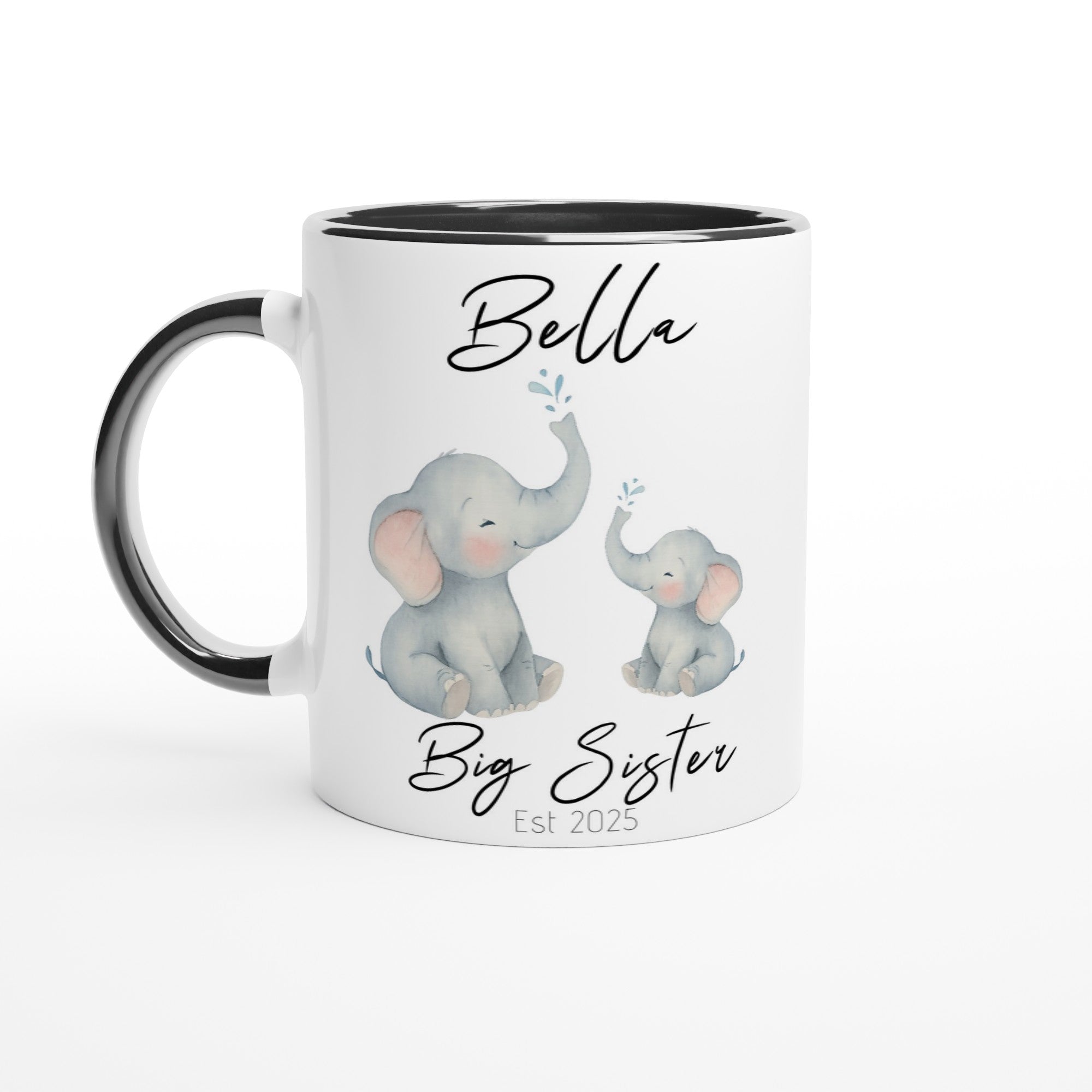 Big Sister Mug - Custom Pregnancy Announcement Gift - 11oz Ceramic Coffee Cup Ceramic Black