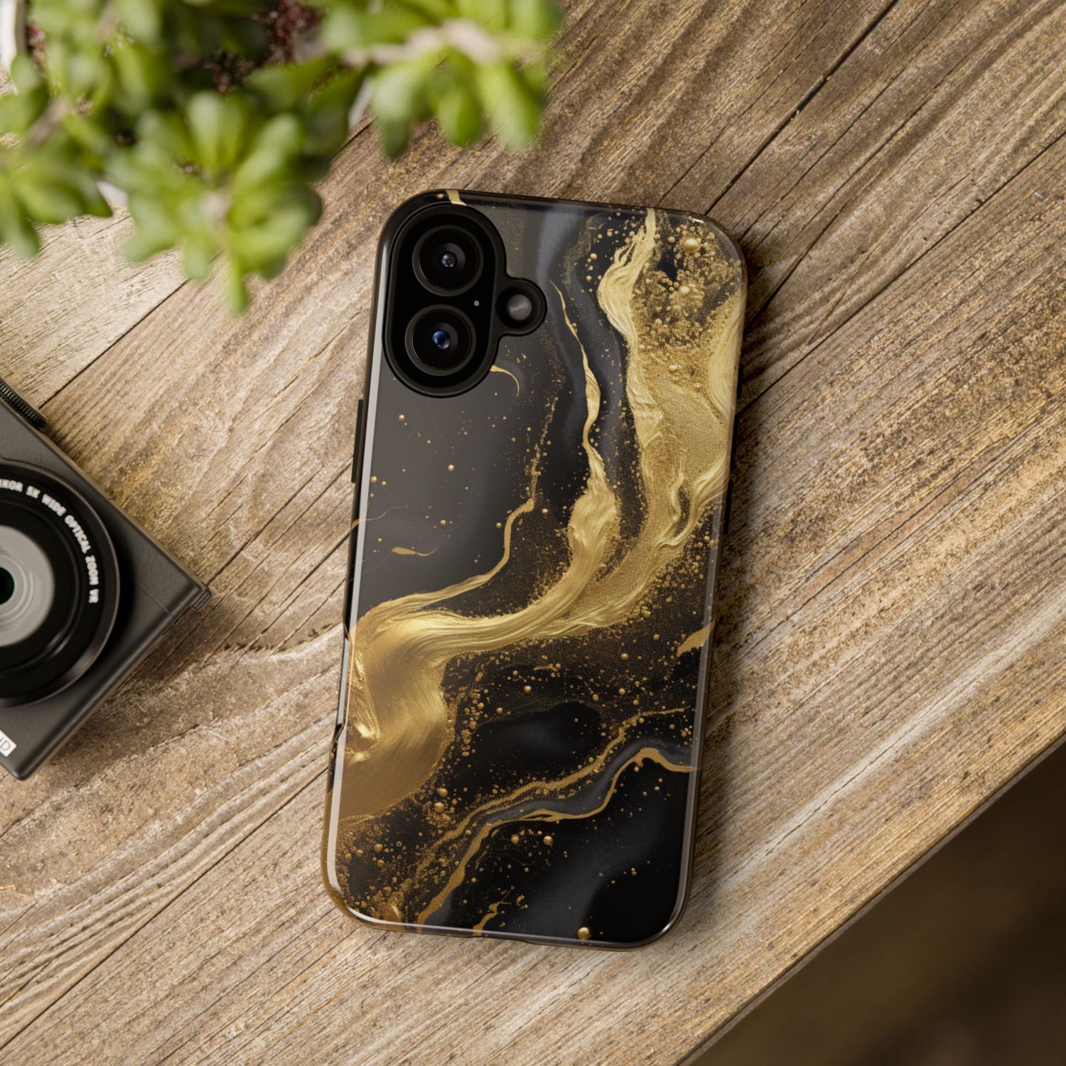 Golden Flow - Black &amp; Gold Marble Luxe Phone Case