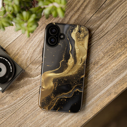 Golden Flow - Black &amp; Gold Marble Luxe Phone Case