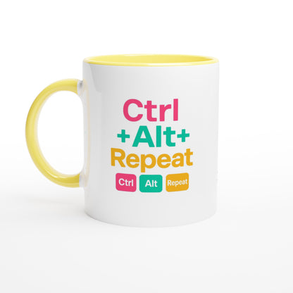 CTRL + ALT + REPEAT Bold Mug - Funny Gift for Tech Lovers - Ceramic Coffee Cup Ceramic Yellow
