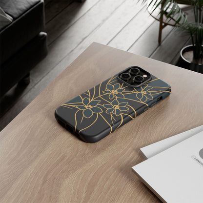Golden Bloom - Elegant Floral Line Art Phone Case