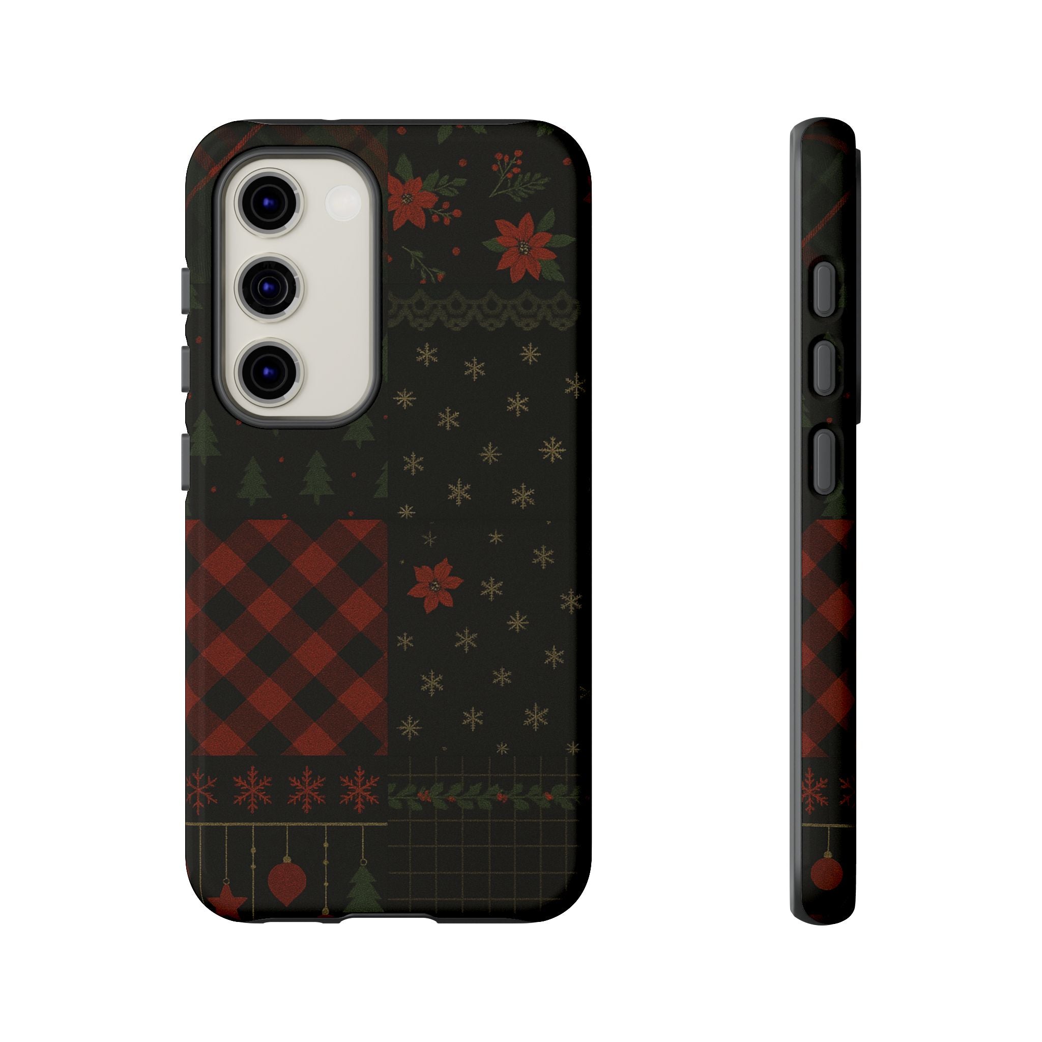 Black Festive Phone Case - Christmas Phone Cover - Tough Design Samsung Galaxy S23 Glossy