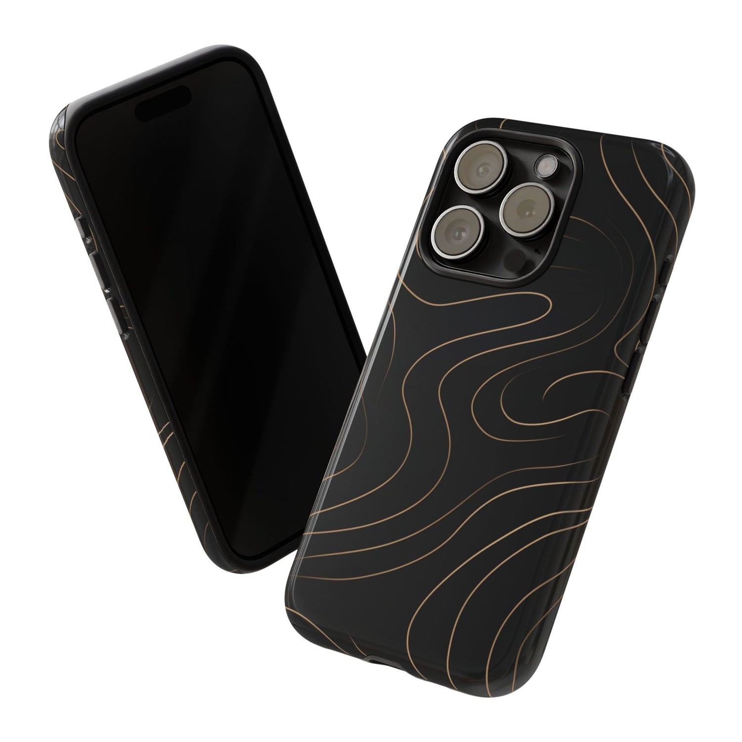 Noir Topograph - Black Minimalist Line Art Phone Case