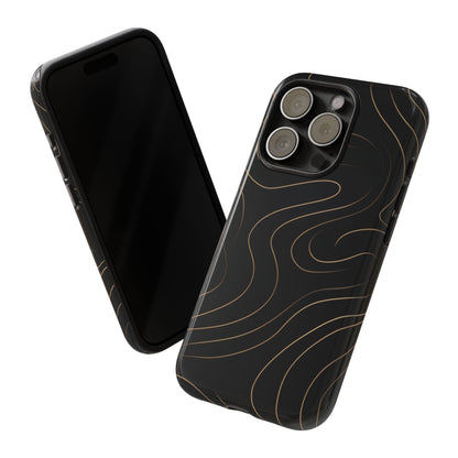 Noir Topograph - Black Minimalist Line Art Phone Case