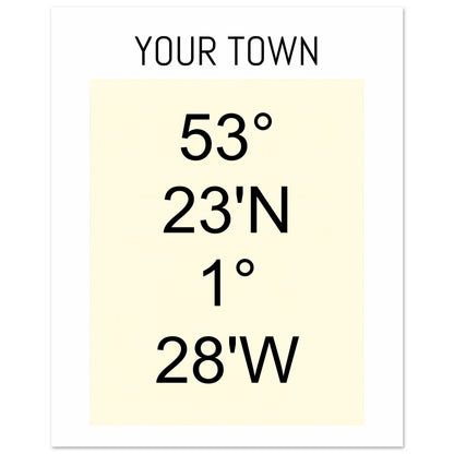 Personalized Map or Custom Location Coordinates Poster Print | Minimalist Unframed Wall Art Decor A3 A4 A5 20x25 cm 8x10″ Beige and Black