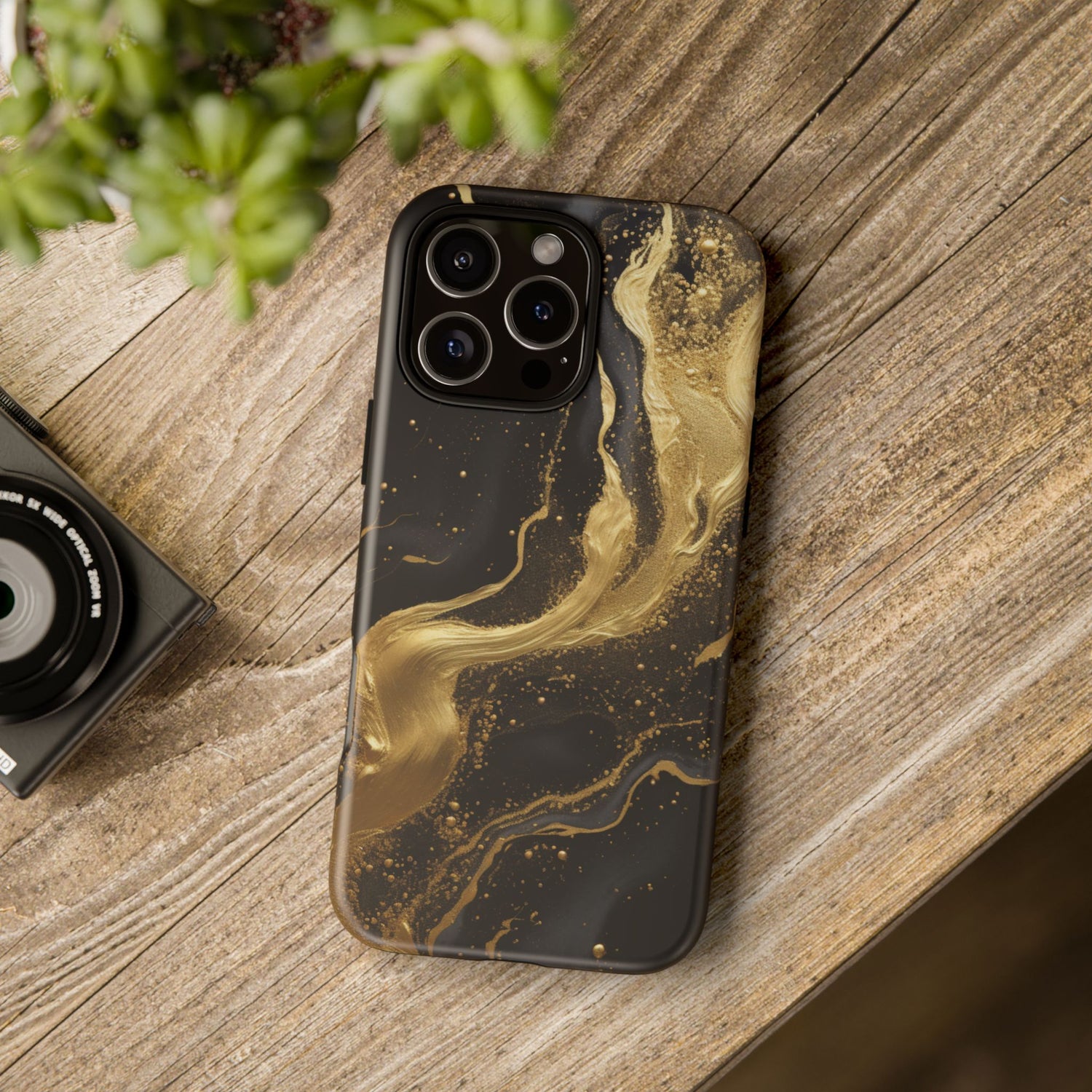 Golden Flow - Black &amp; Gold Marble Luxe Phone Case
