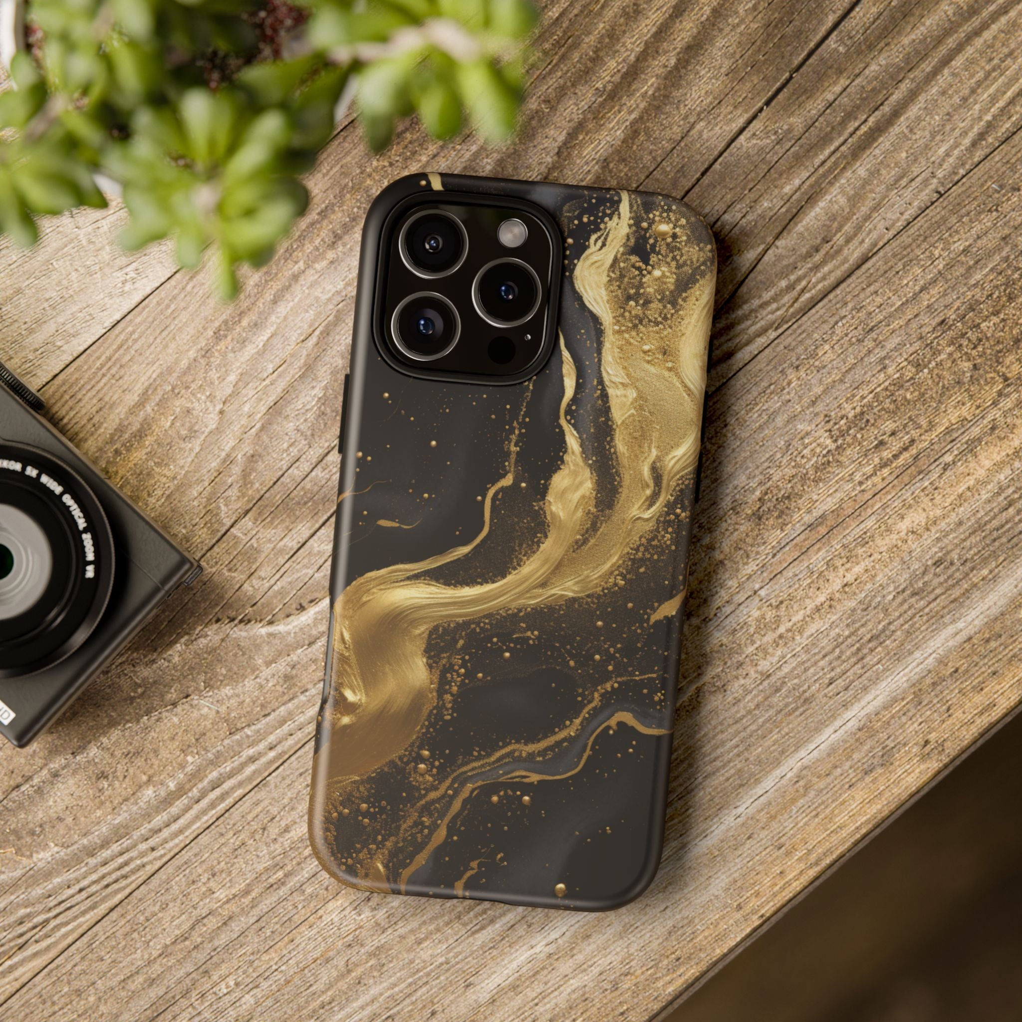 Golden Flow - Black &amp; Gold Marble Luxe Phone Case
