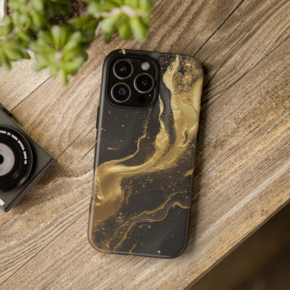 Golden Flow - Black &amp; Gold Marble Luxe Phone Case