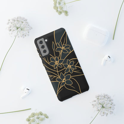 Golden Bloom - Elegant Floral Line Art Phone Case