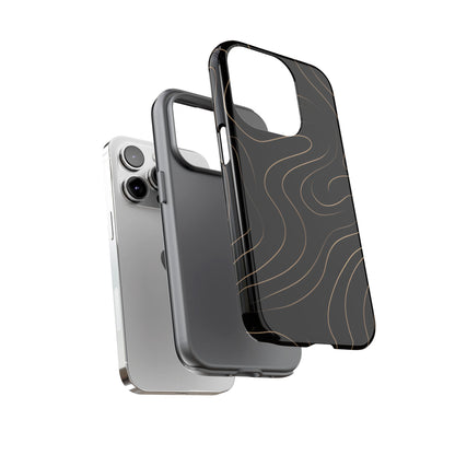 Noir Topograph - Black Minimalist Line Art Phone Case
