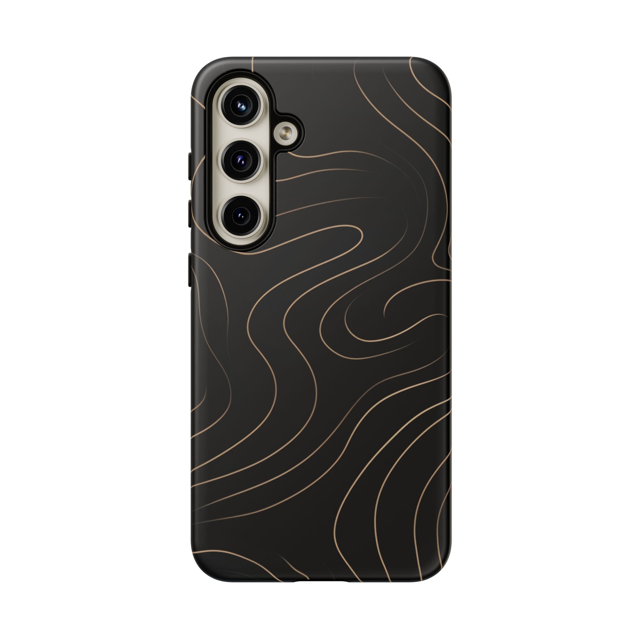 Noir Topograph - Black Minimalist Line Art Phone Case Samsung Galaxy S24 Plus Matte