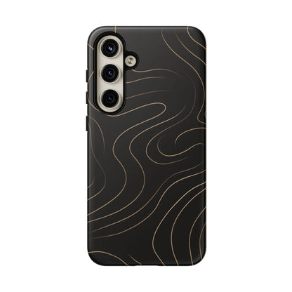 Noir Topograph - Black Minimalist Line Art Phone Case Samsung Galaxy S24 Plus Matte
