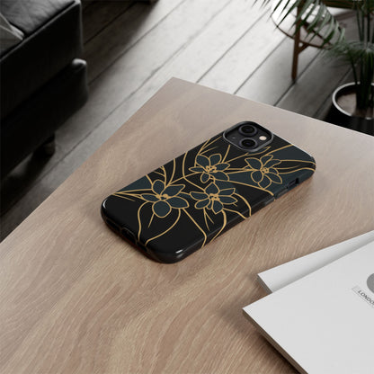 Golden Bloom - Elegant Floral Line Art Phone Case