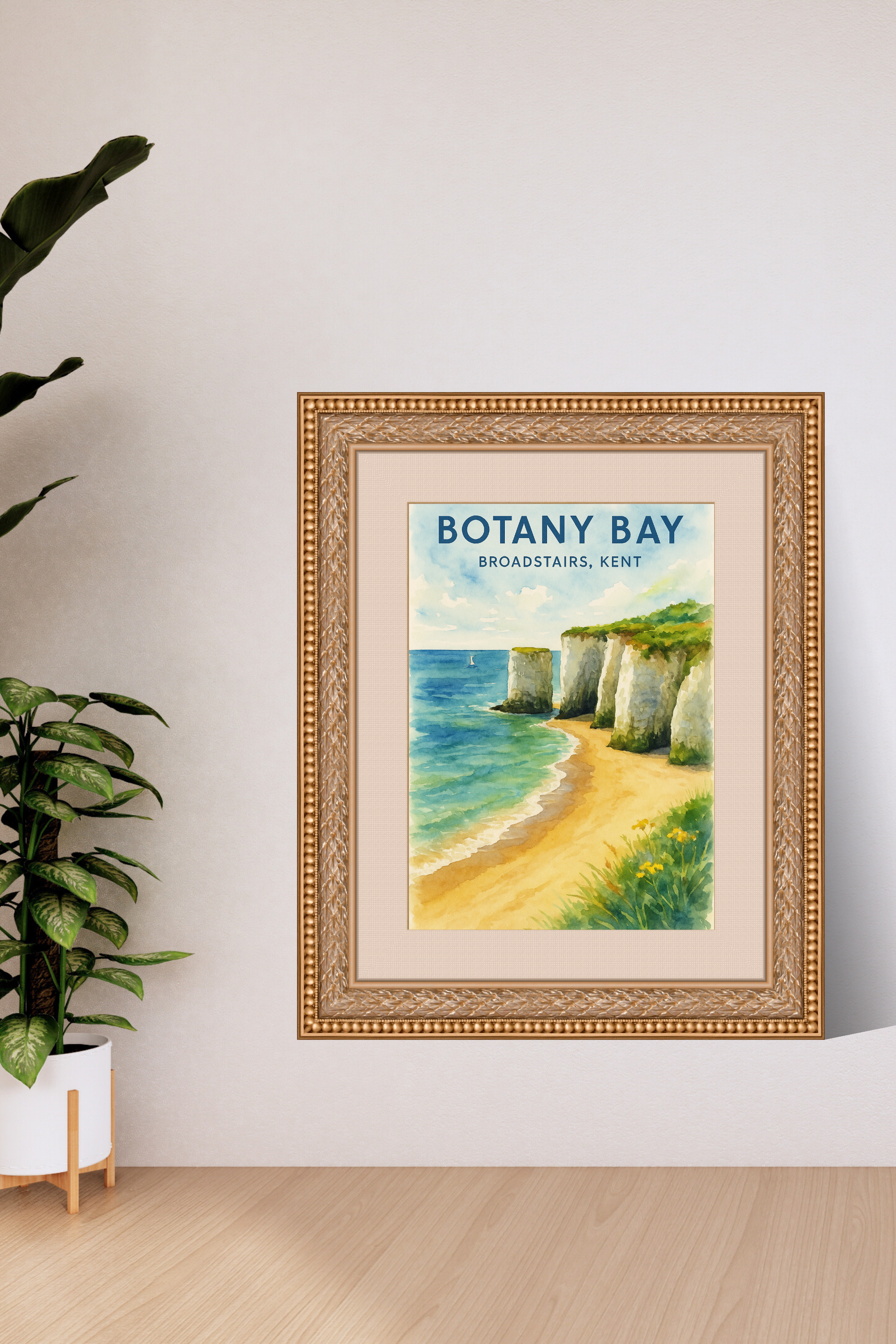 Botany Bay - Broadstairs Poster - Watercolor - Bedroom Art, Office Art, Wall Art, Living Room Poster, Kitchen Art Decor, Travel Print