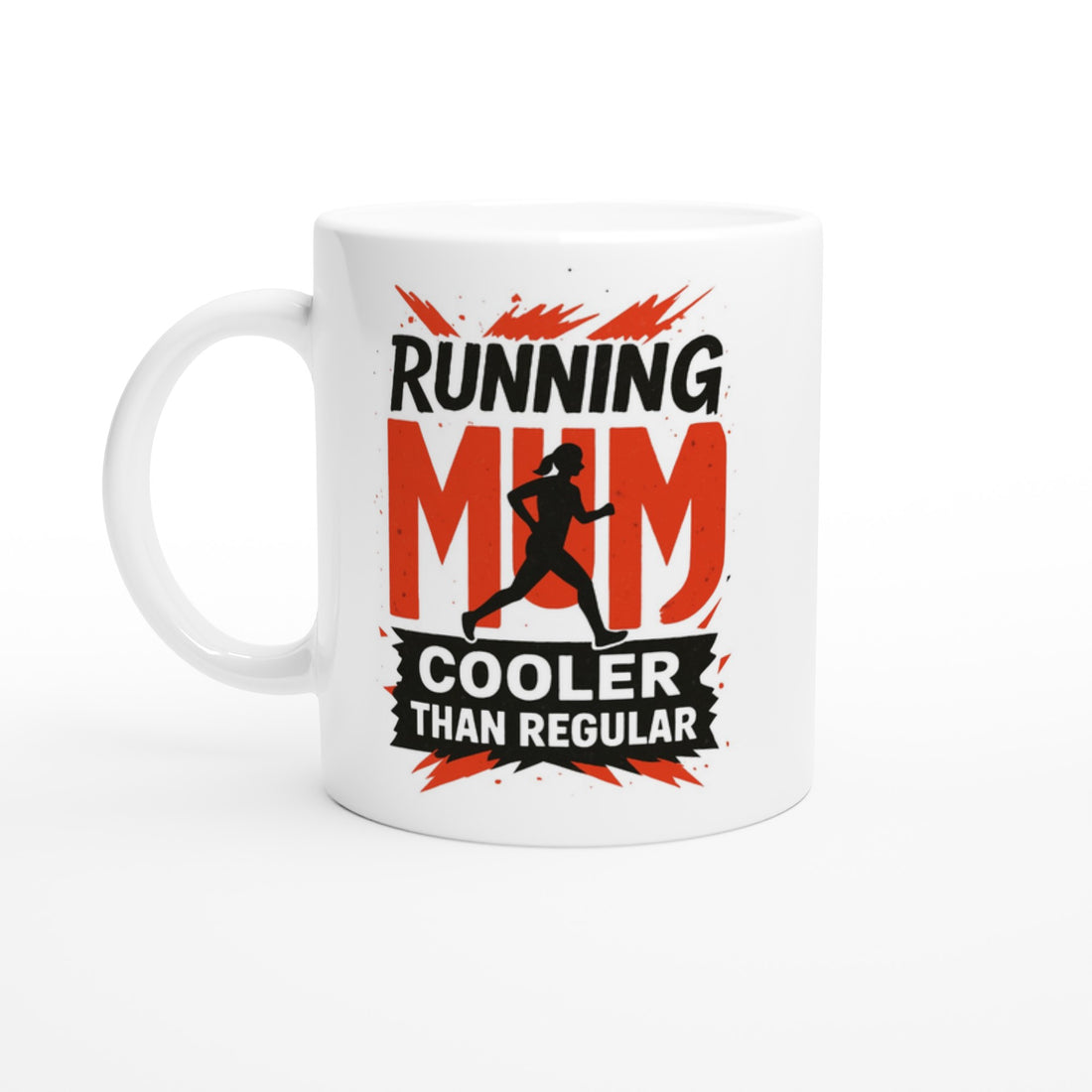 Running Mum Mug - Cooler than Regular - 11oz Ceramic Coffee Cup for Moms Ceramic White