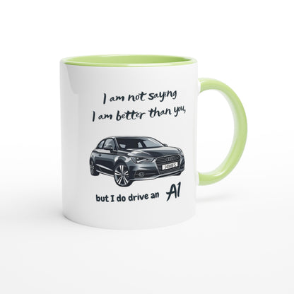 Funny Personalized Audi Mug - 11oz Ceramic Coffee Cup for Car Lovers - Dishwasher &amp; Microwave Safe Ceramic Green