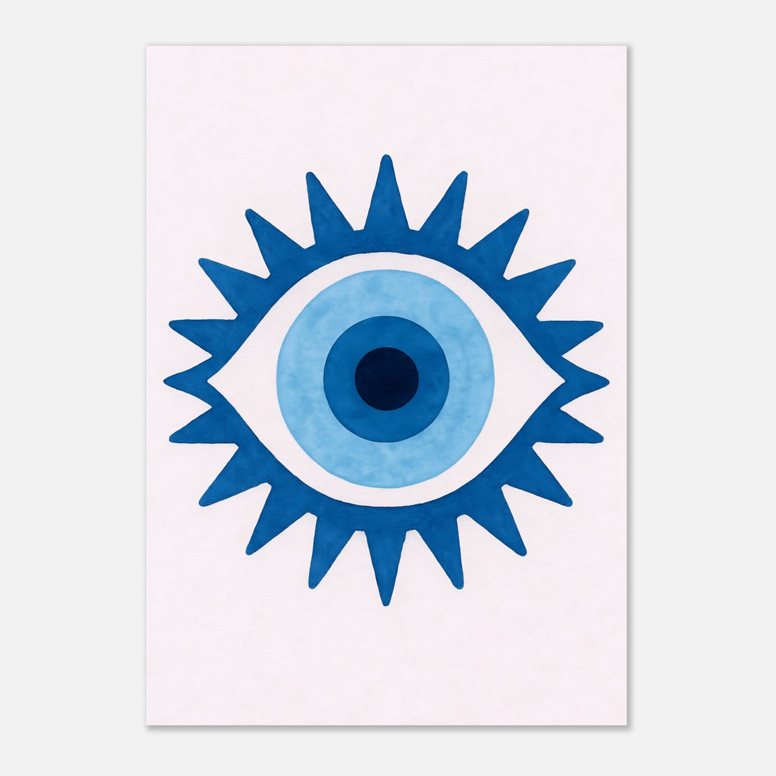 Evil Eye Sunburst Poster | Blue Nazar Watercolor Print | Radiating Protection Symbol Wall Art | A3 A2 A1 A4 Sizes | Unframed Modern Decor 21x29.7 cm 8x12"