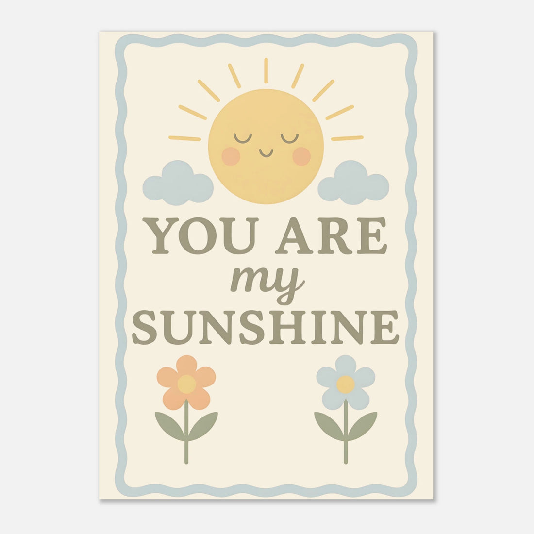 You Are My Sunshine Sun and Flower Pastel Nursery Wall Art, Nursery Poster, Nursery Art Decor - Neutral Print Baby Girl or Baby Boy Room 50x70 cm 20x28″