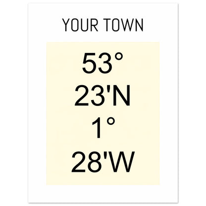 Personalized Map or Custom Location Coordinates Poster Print | Minimalist Unframed Wall Art Decor A3 A4 A5 75x100 cm 30x40″ Beige and Black