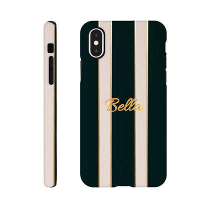 Elegant Striped Phone Case - Black &amp; Cream Design with Gold Accents for iPhone &amp; Samsung | Luxury Protection iPhone XS