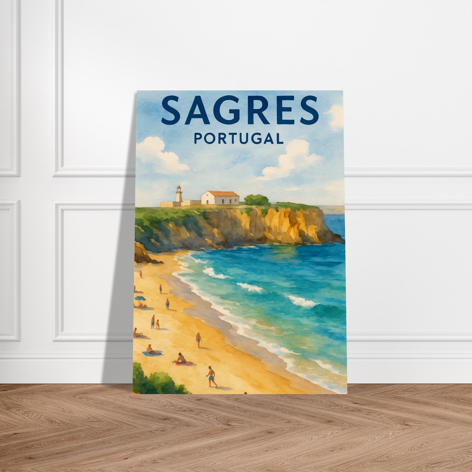 Sagres Portugal Beach Art Print – Coastal Watercolor Poster, Unframed Travel Wall Art in A3/A4 Sizes
