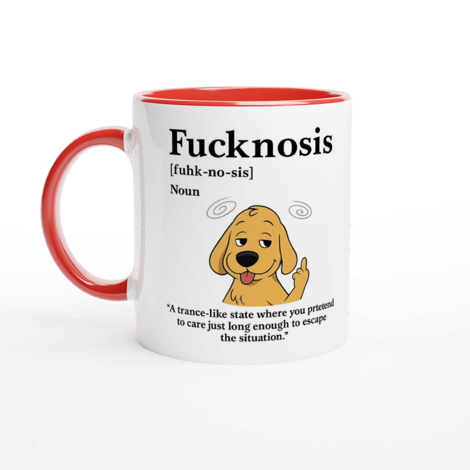 Funny F*cknosis Mug – Sarcastic Definition Coffee Cup with Dog, Cat, Bear, or Horse Design – 11oz Ceramic Humor Gift Ceramic Red Dog