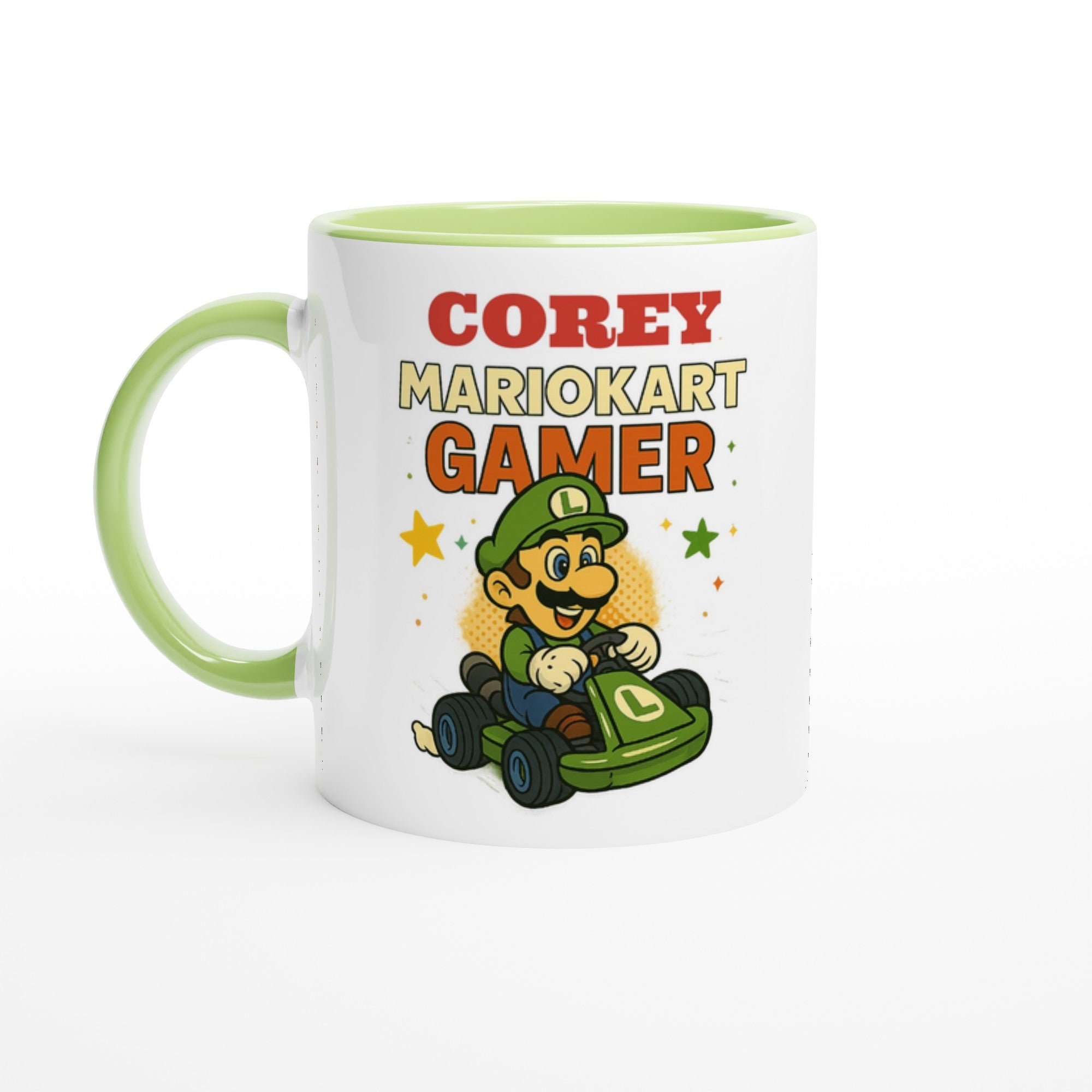 Personalized Mario Kart Gamer Mug - Luigi Mug - Funny Gift for Gamers - 11oz Ceramic Coffee Cup Ceramic Green