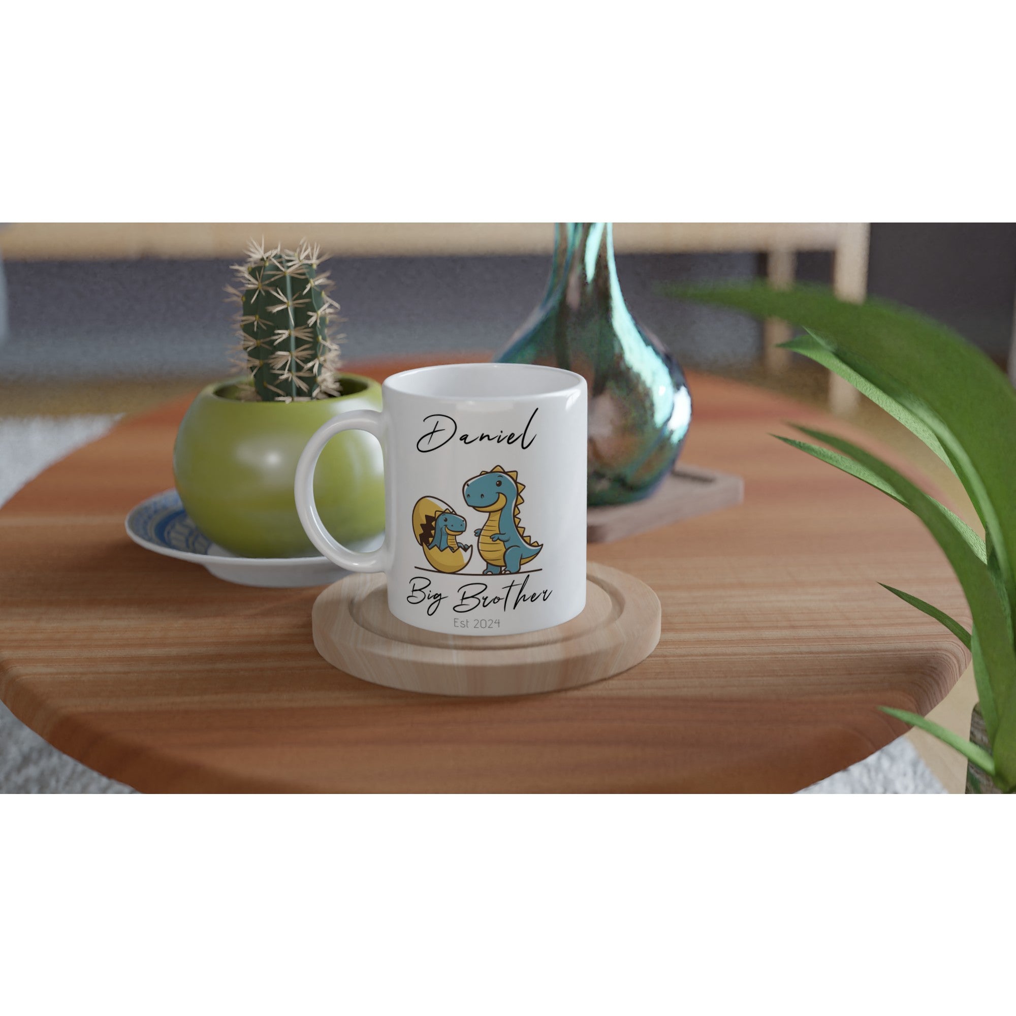 Personalized Dinosaur Big Brother Mug - Custom Name Printed siblings Coffee Cup, Big Brother Cup, Tea Mug, Pregnancy Announcement, 11oz