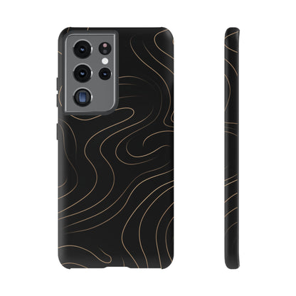 Noir Topograph - Black Minimalist Line Art Phone Case Samsung Galaxy S21 Ultra Matte
