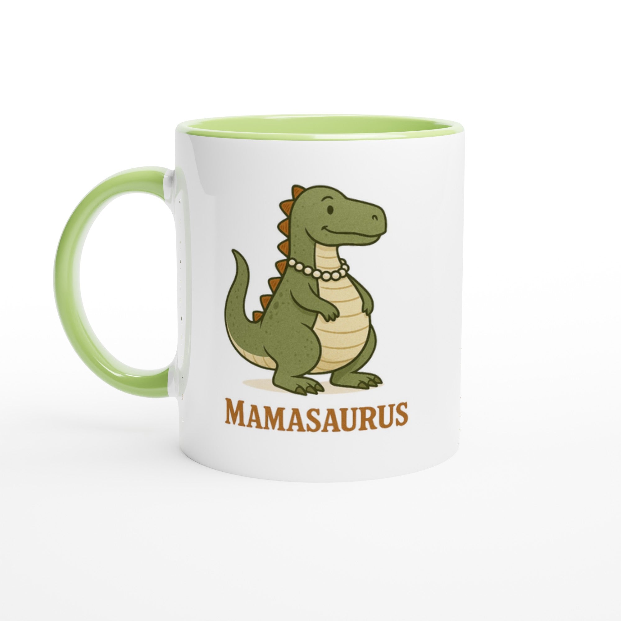 Mamasaurus Mug - Cute Dinosaur Coffee Cup - Perfect Gift for Moms Ceramic Green