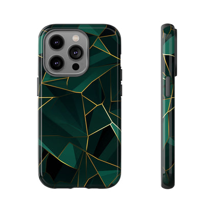 Emerald Veil - Geometric Luxe Phone Case iPhone 14 Pro Glossy