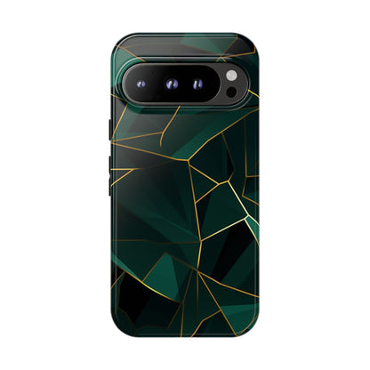Emerald Veil - Geometric Luxe Phone Case Google Pixel 9 Pro Glossy