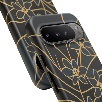 Golden Bloom - Elegant Floral Line Art Phone Case