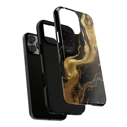 Golden Flow - Black &amp; Gold Marble Luxe Phone Case