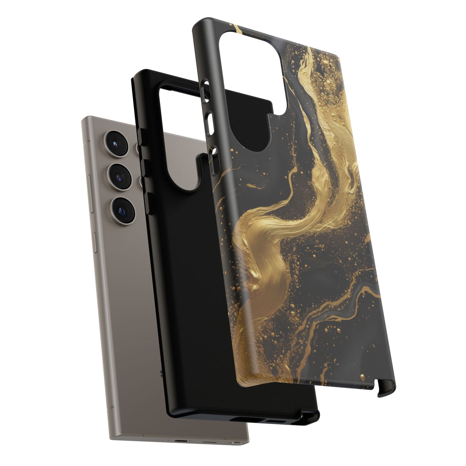 Golden Flow - Black &amp; Gold Marble Luxe Phone Case