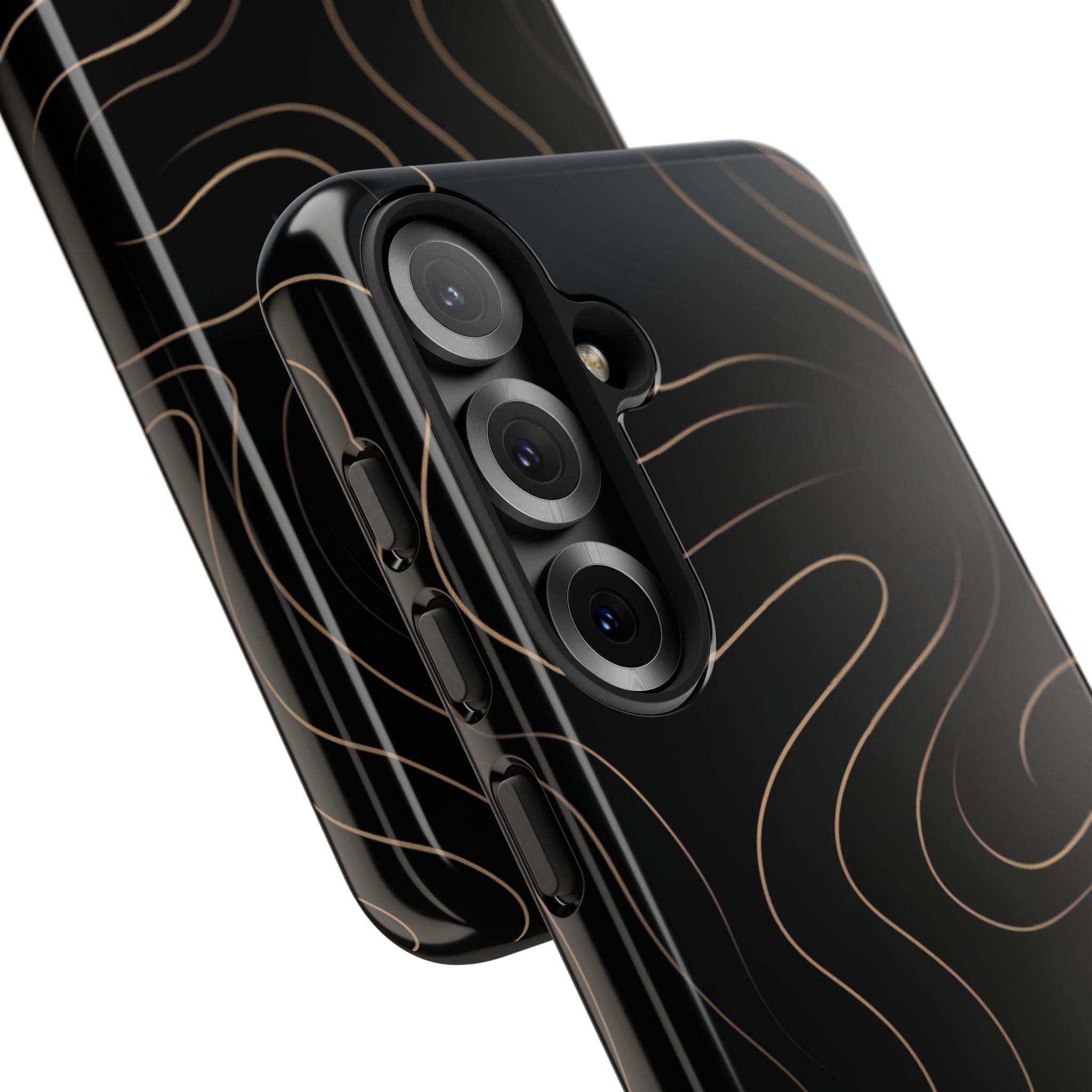 Noir Topograph - Black Minimalist Line Art Phone Case