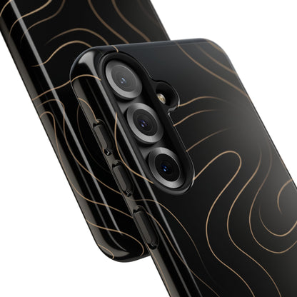 Noir Topograph - Black Minimalist Line Art Phone Case
