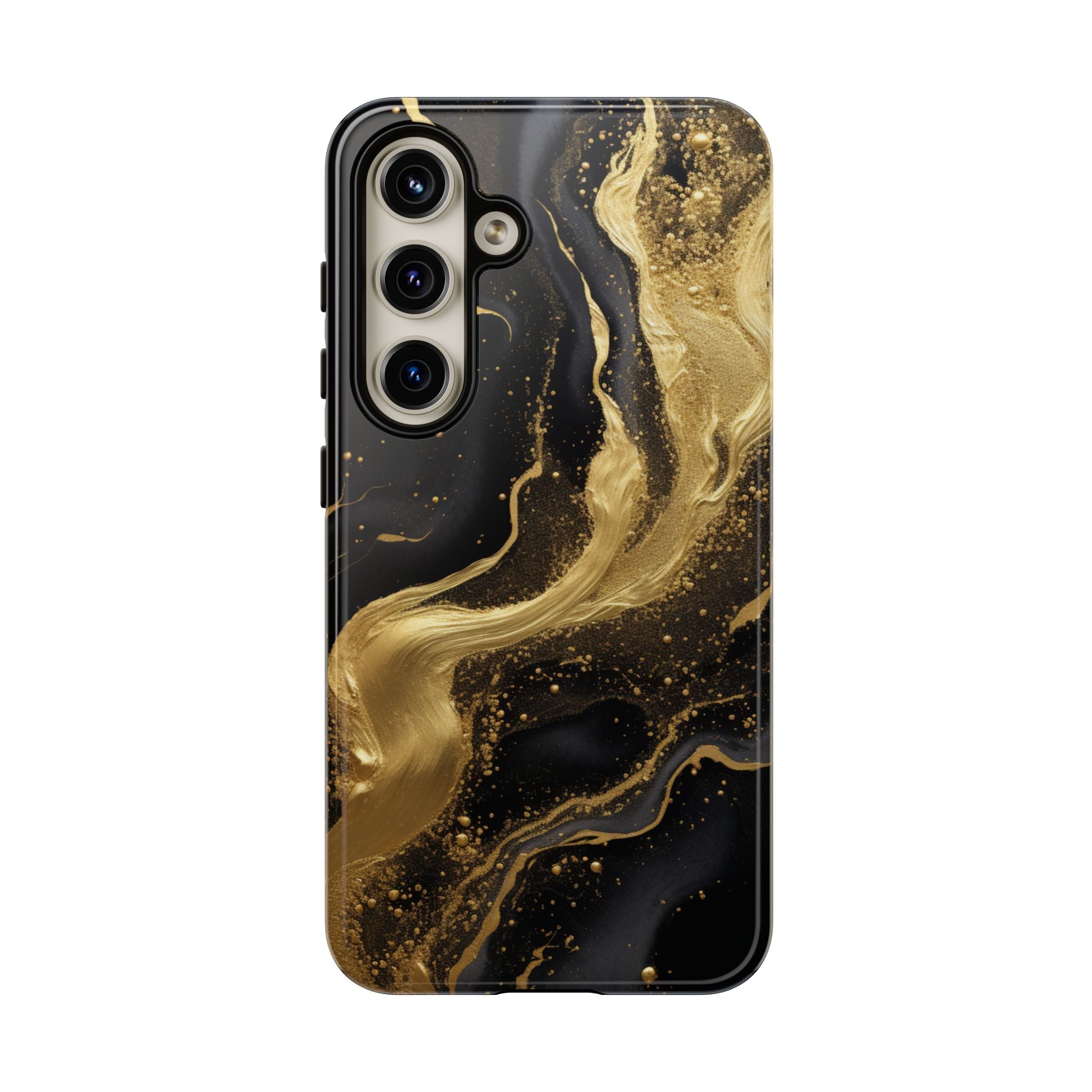 Golden Flow - Black &amp; Gold Marble Luxe Phone Case Samsung Galaxy S24 Glossy
