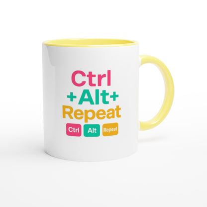 CTRL + ALT + REPEAT Bold Mug - Funny Gift for Tech Lovers - Ceramic Coffee Cup